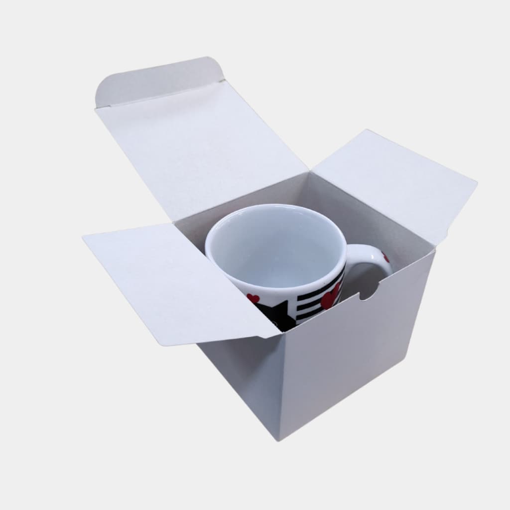 100 Caixa Para Caneca De Porcelana 325 Ml (brc) +100 Reforços de Fundo Caneca Sublimação Artesanato Personalizado ref 08