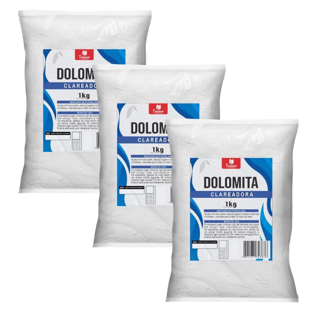Dolomita Clareadora de Manchas em pó 1Kg Kit 3 unidades