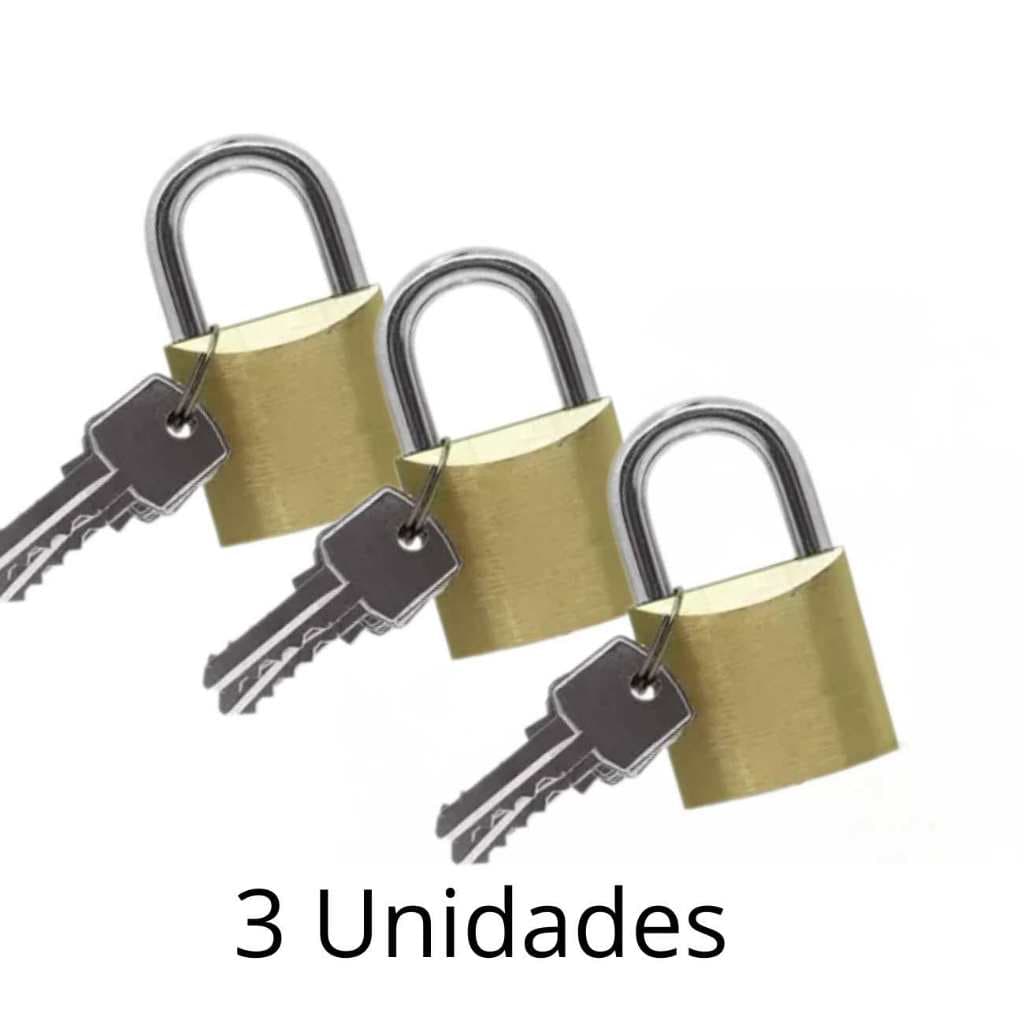 Cadeados Cartela Com 03 Unidades Pequenos 20mm Para Malas Bolsas Armário