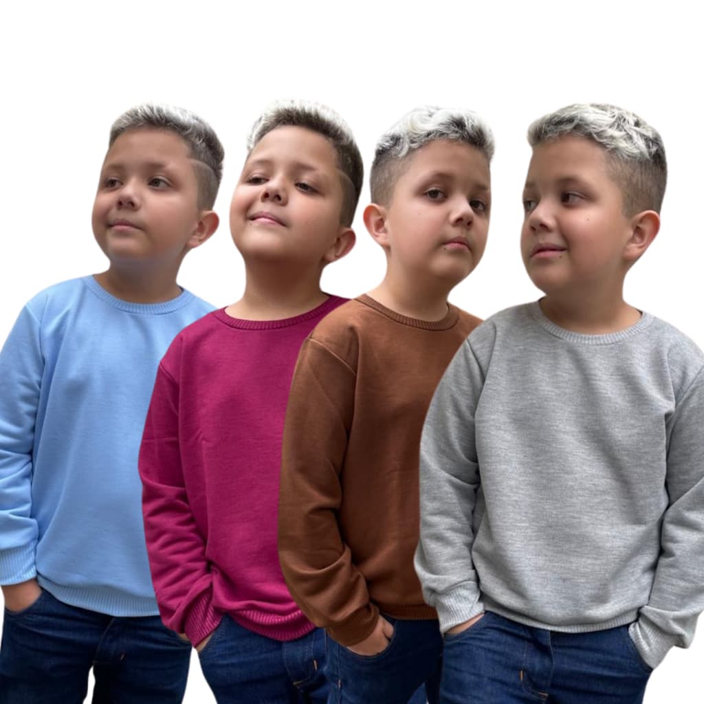 Kit 4 Blusas Infantil Menino Moletinho Moletom Camisa Casaco