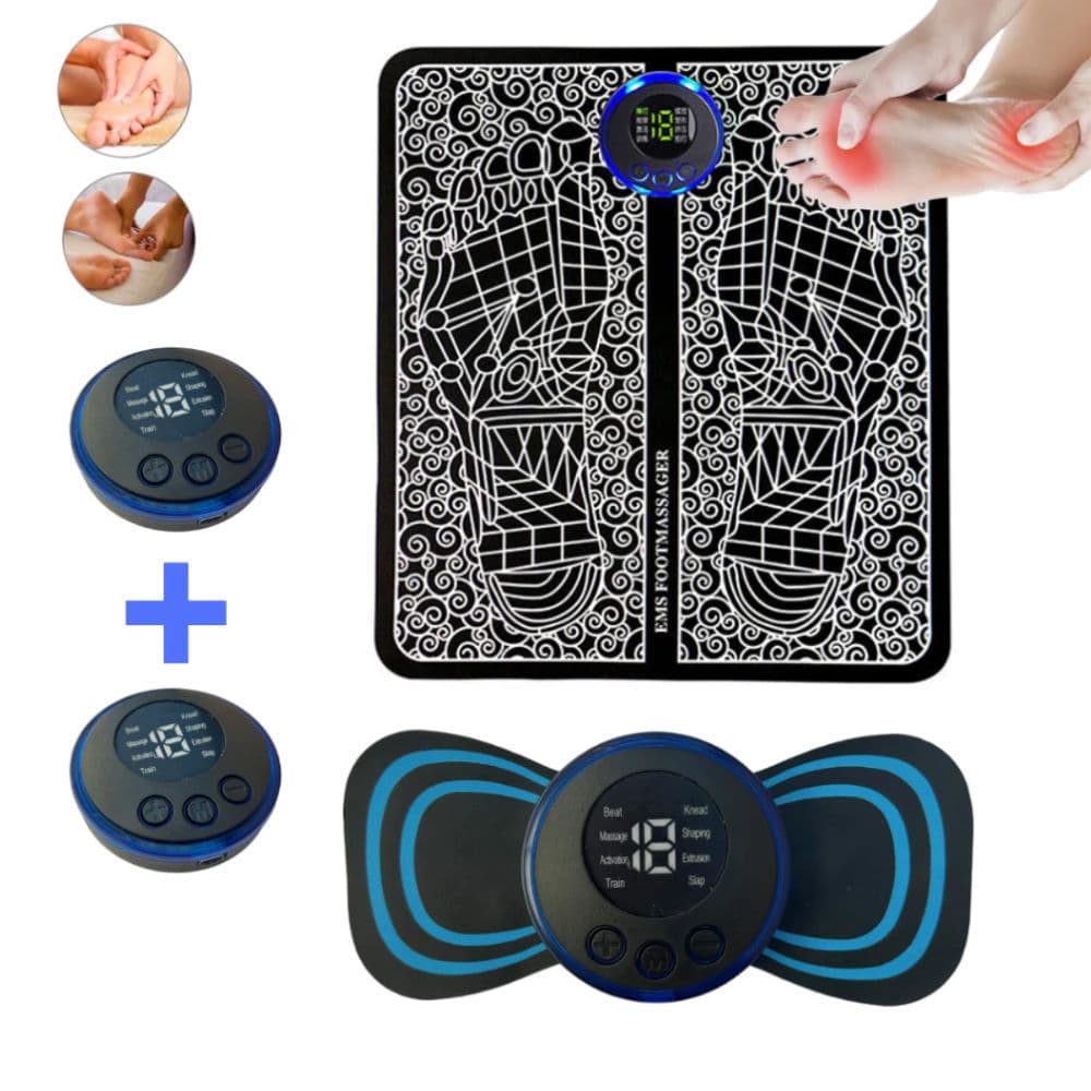 Kit Tapete E Mini Massageador Elétrico Dor Pés E Musculares EMS imperio