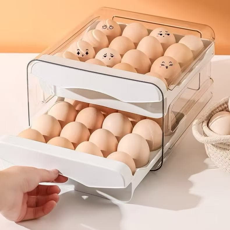 gaveteiro duplo em plástico tipo porta 32  ovos com para cozinha geladeira.