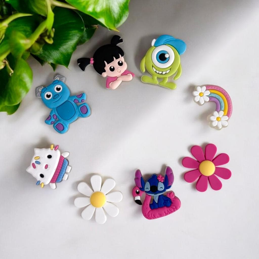 Kit 6/7/8/4 peças Personagens Bótons/Pins para Personalizar Babuches Acessórios Diversos Adulto e Infantil
