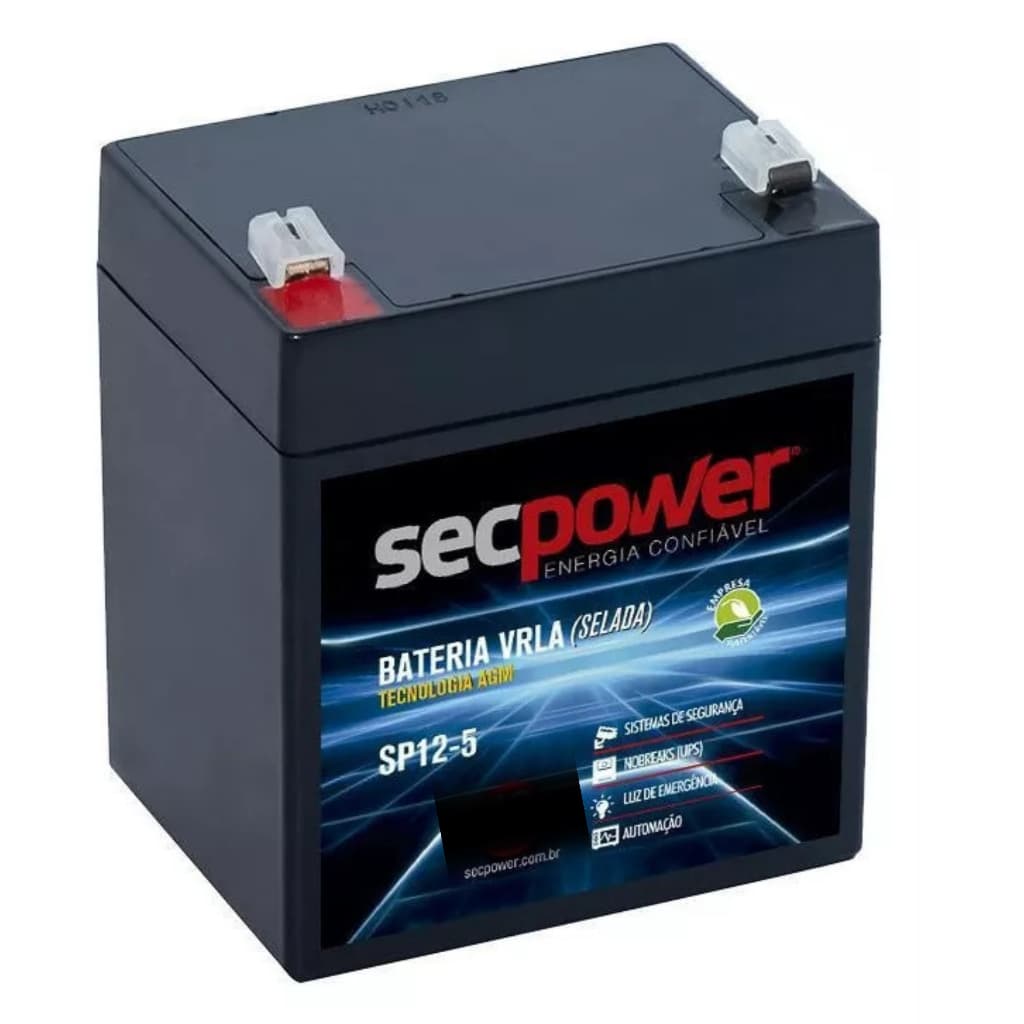 Bateria Selada 12V 5A p/ Nobreak , Cerca Elétrica,  Alarmes , Brinquedos , Iluminação de Emergência