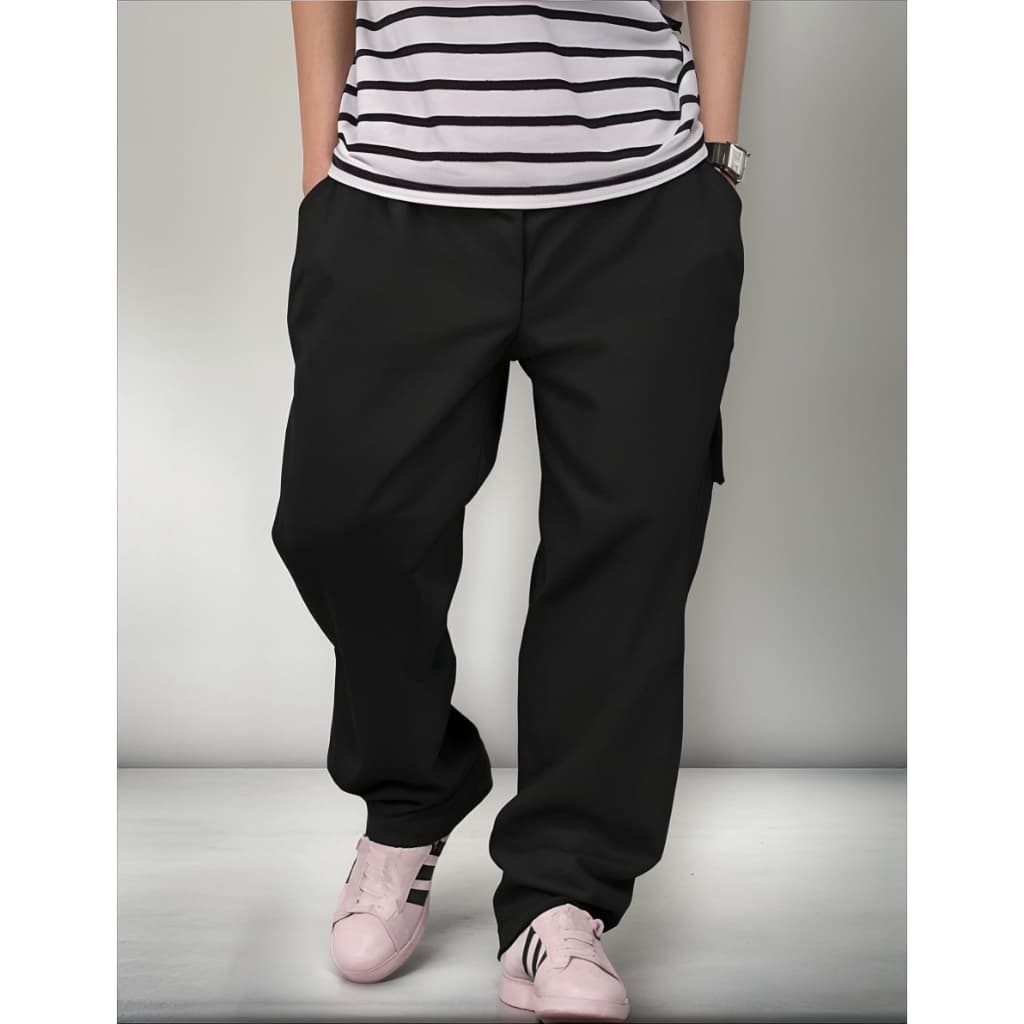 Calça Cargo jeans e sarja Larga Masculina Skate Caqui 6 Bolsos Fechamento Cordão unisex