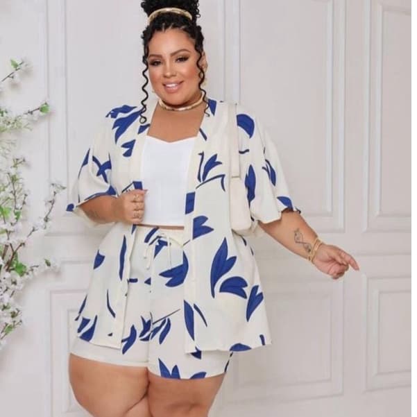 Conjunto kimono feminino viscolinho Plus Size