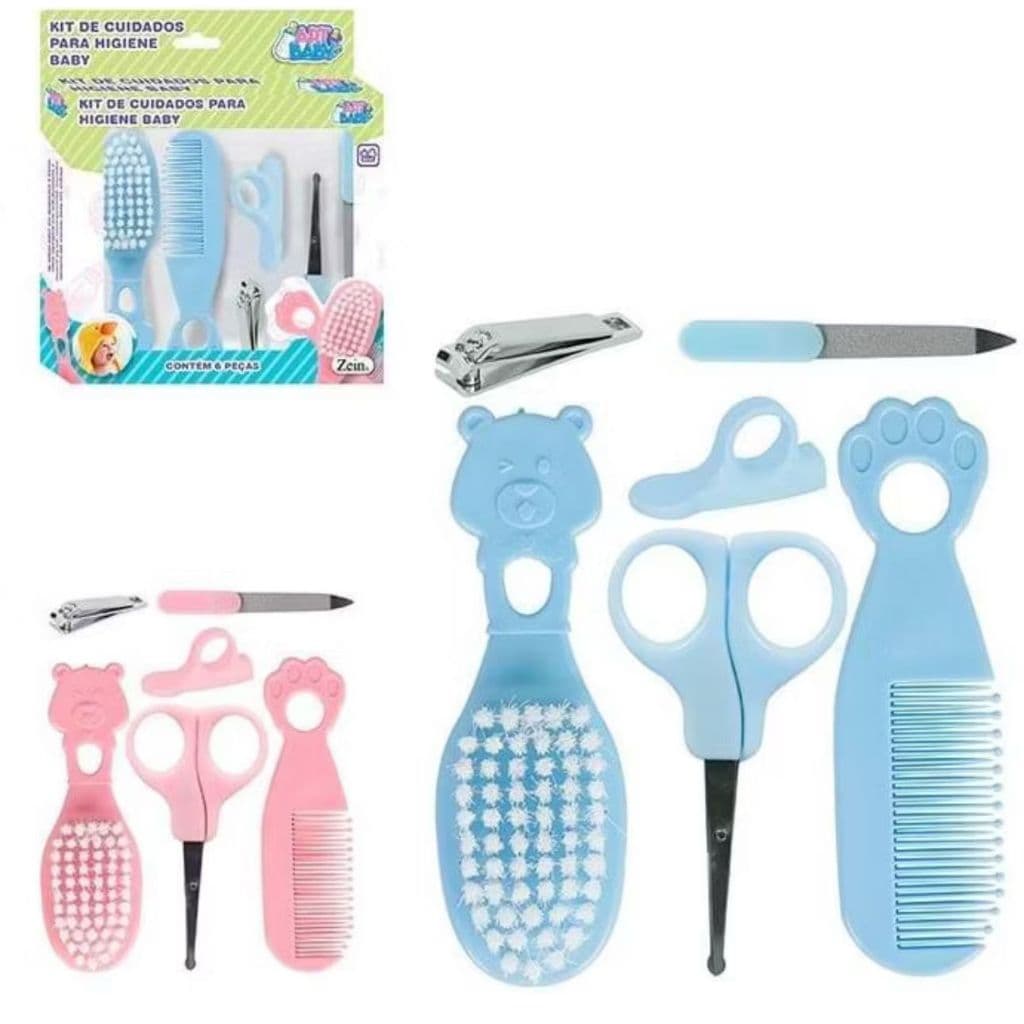 Kit Higiene Infantil Cuidados Bebê Recém Nascido 6 Peças Menino Menina