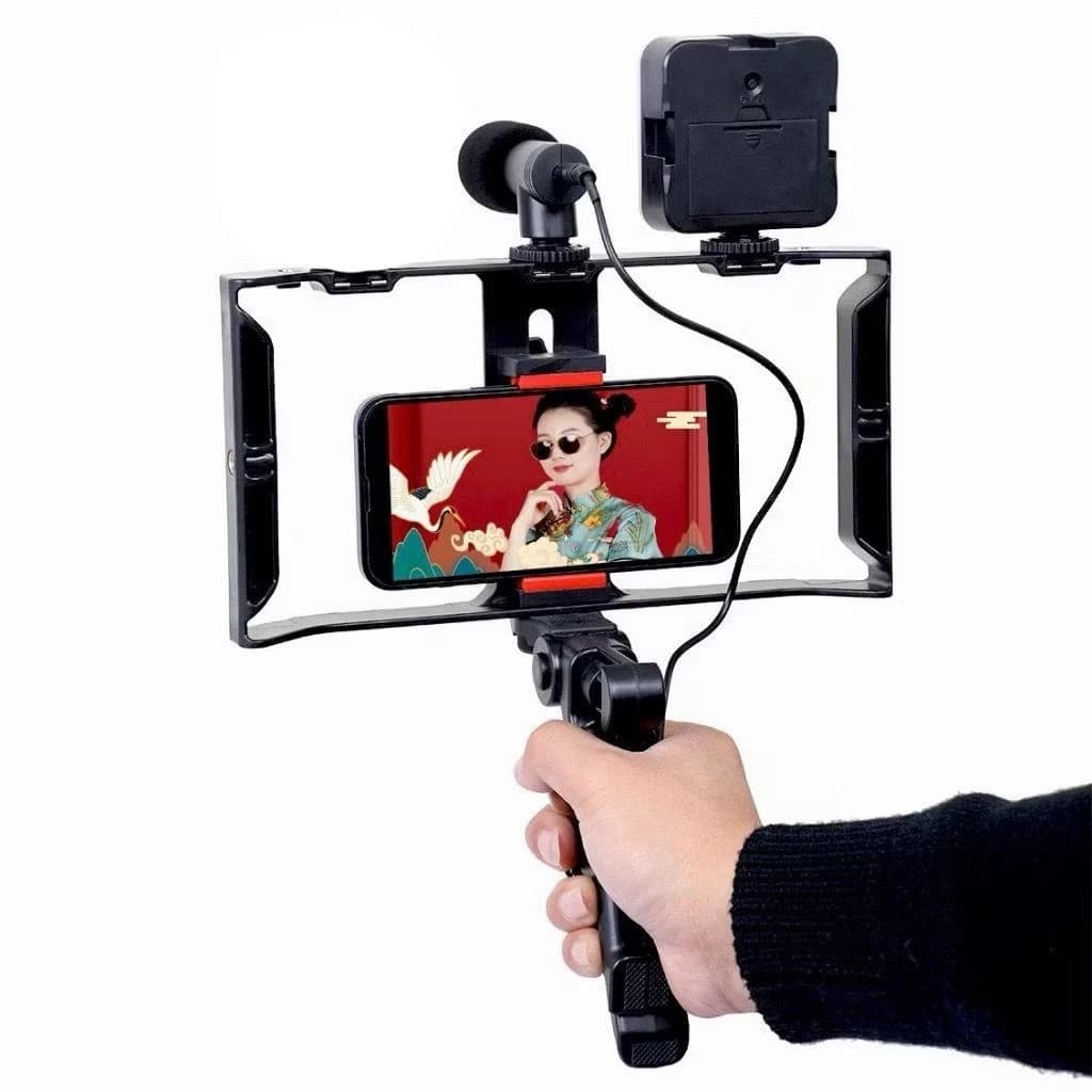 Kit Estabilizador Video Making Suporte De Gaiola De Coelho Com Tripés Móvel Para Celular E Câmera
