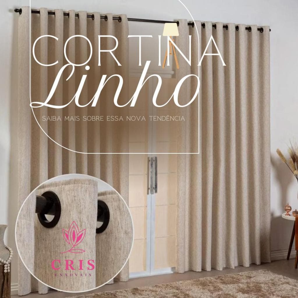 Cortina Luxo De Linho de 2 a 5 metros de largura. Sala Quarto Casa Decoração