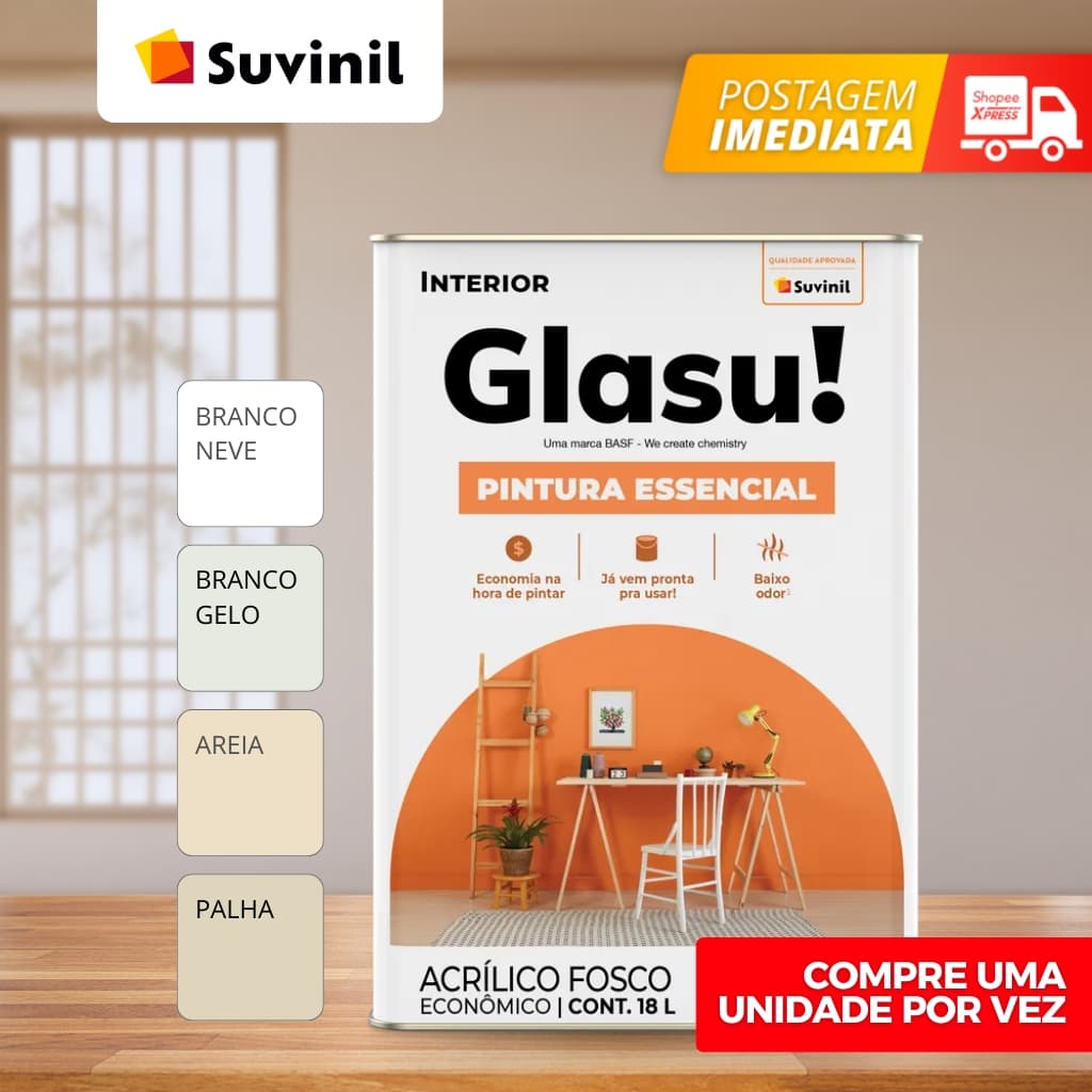 Tinta Acrílica Glasu Essencial 18 Litros Suvinil Cores