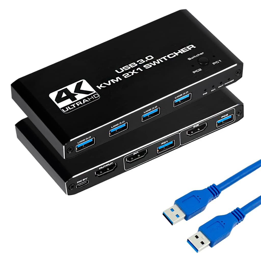 Chaveador Switch Kvm 2 Pc Hdmi Usb 3.0 Mouse Teclado Monitor