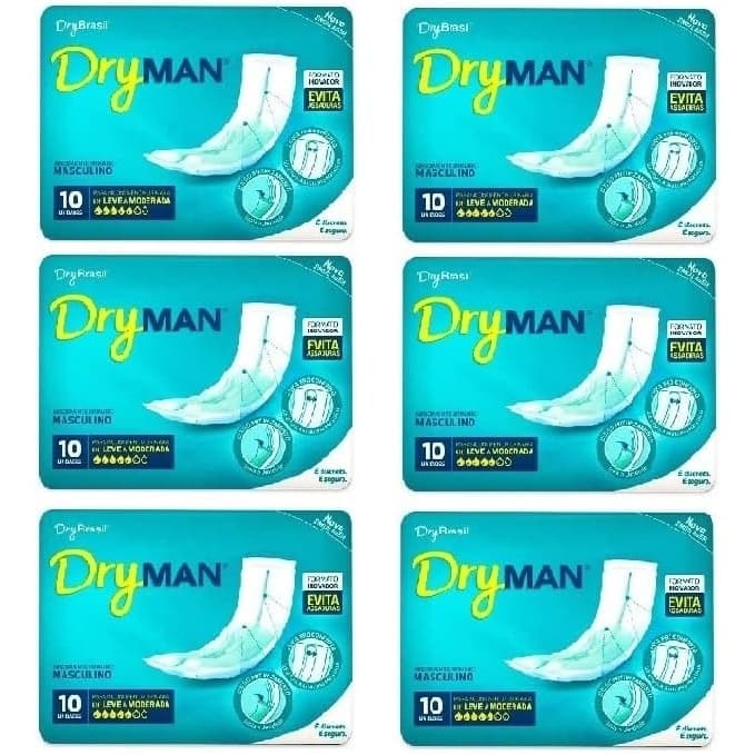 Kit 6 Pcts Dry Man Absorvente Masculino  C/10 uni Cada