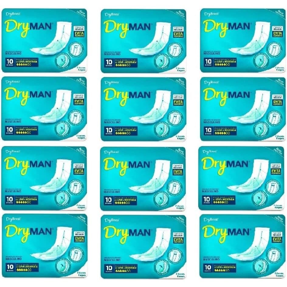 Kit 12 Pacotes DryMAN Absorvente Masculino  C/10 un Cada
