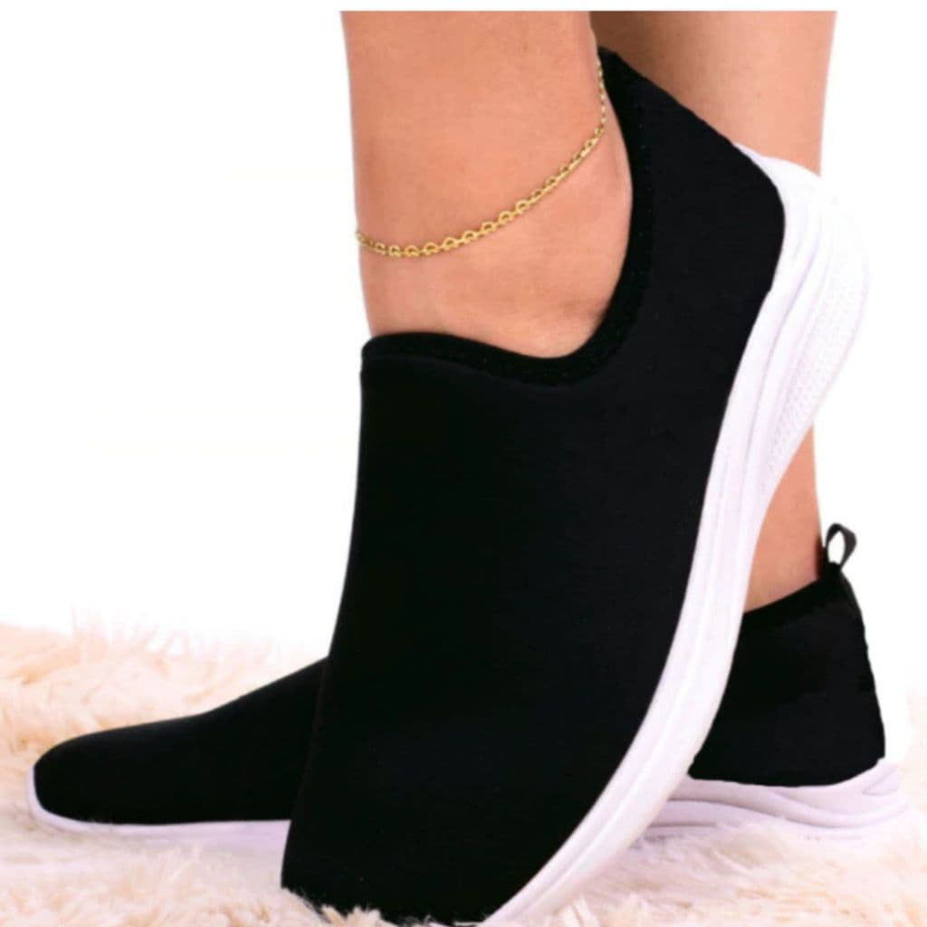 Tênis Feminino Meia Calce Fácil Slip On Leve Flexível Confortável Caminhada Academia Casual