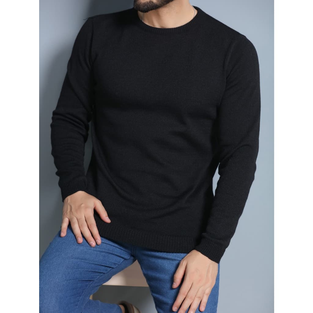 Blusa de frio suéter tricô masculino basica gola redonda inverno manga longa
