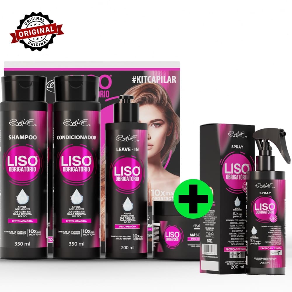 Kit Capilar Liso Obrigatório Belkit – 5 itens | Kit Capilar + Spray Finalizador Para Cabelo Liso