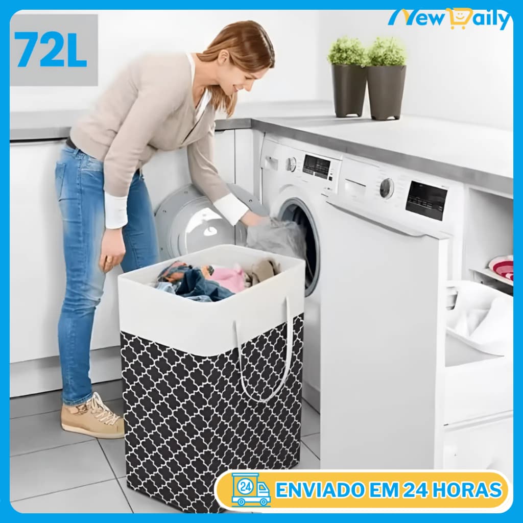 72L Grande Cesto De Roupa Dobravel Multiuso Organizador Quarto Banheiro Lavanderia Bolsa Removivel com Alça OG-27-ND