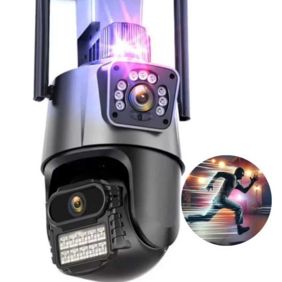 Camera Segurança Externa Lente Dupla 4k 6mp Sirene Policial, com sirene policia