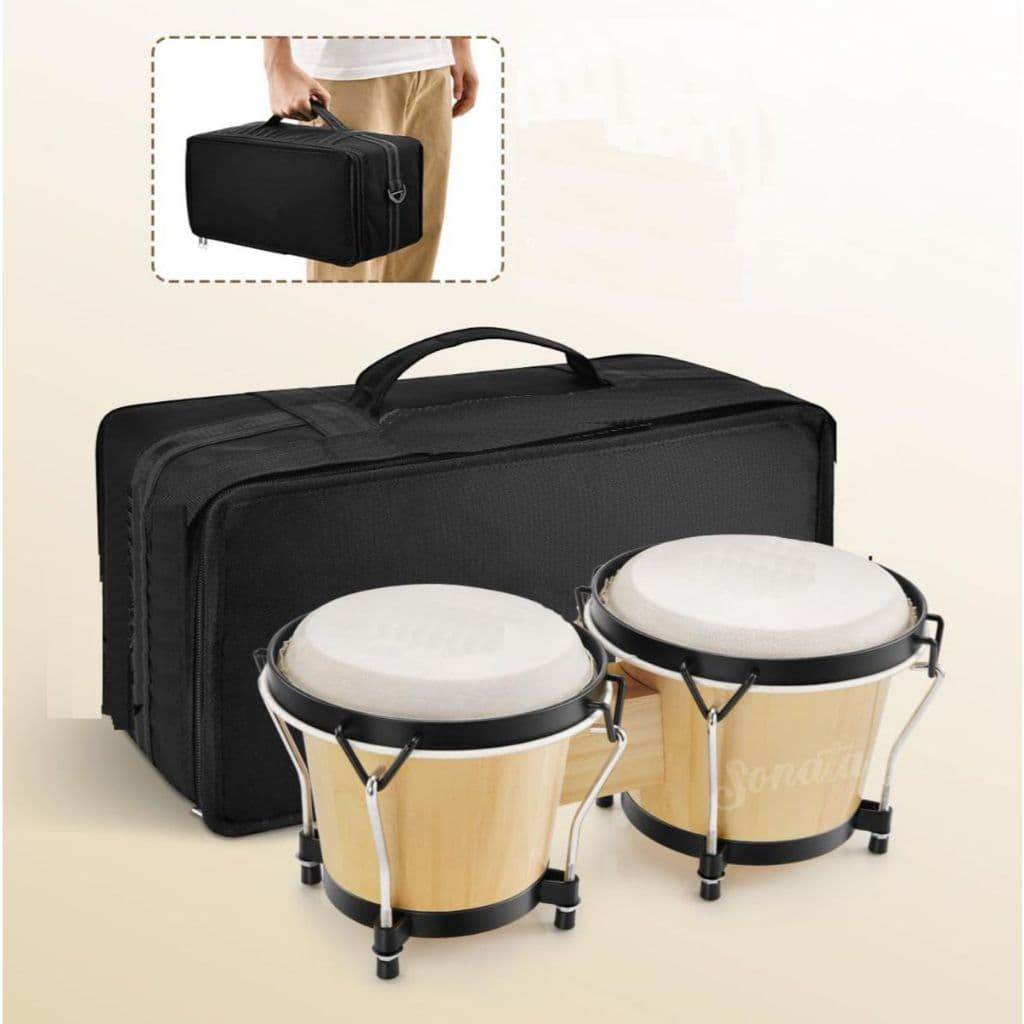 Bongô Percussão Profissional 6" e 7" pele animal e bag sonata
