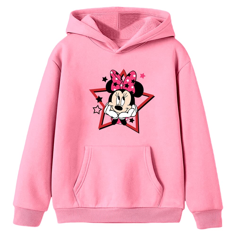 Moletom Infantil Menina Criança Minn-ie Dis-ney Rosa Canguru Algodão