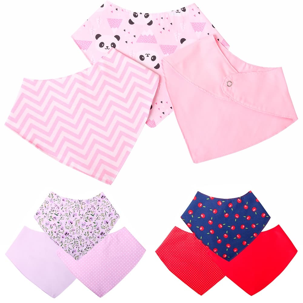 Babador Bandana Para Bebê Menina Kit 03 Peças Com Botão De Pressão