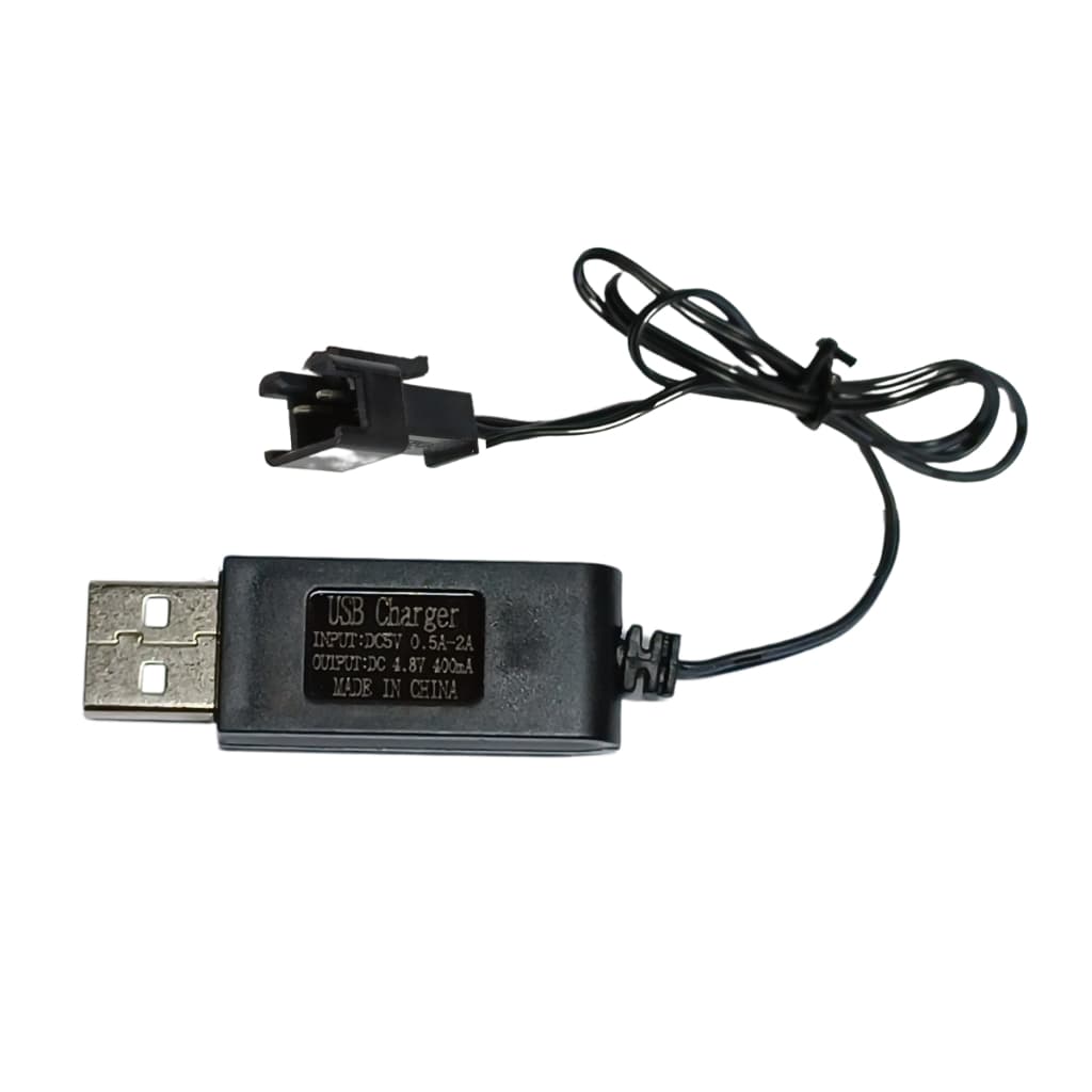 Carregador Sm 2 pinos preto (4,8v) para baterias de drones carrinhos de controle e arminhas de gel