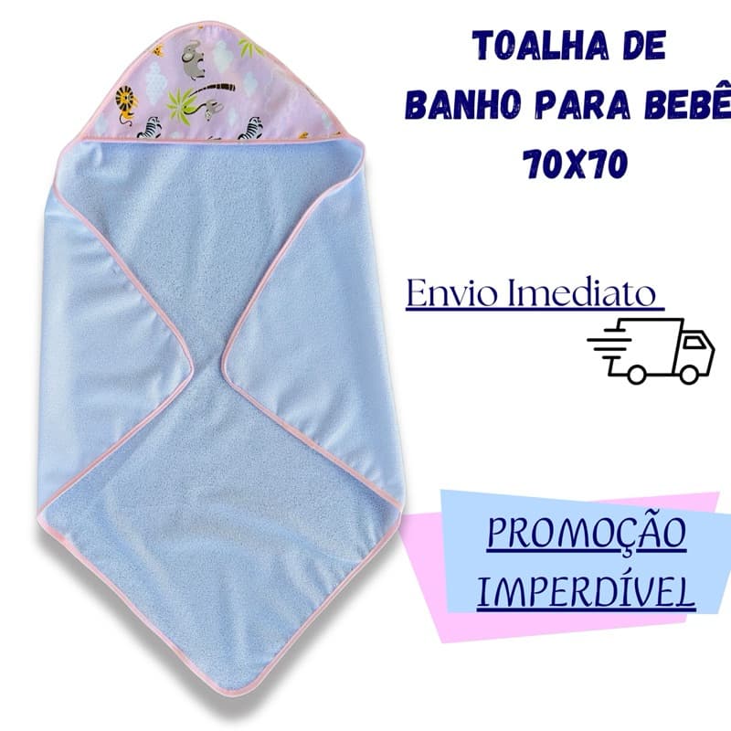 Toalha de Banho para bebê com capuz várias estampas Tecido Felpudo Algodão