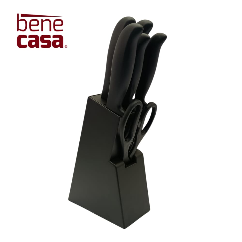 Faqueiro com 7 Peças Inox Churrasco Pão Suporte Cepo Facas