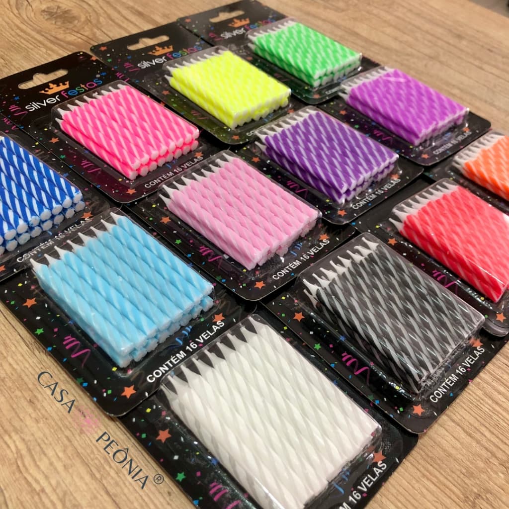 160 Velas de Aniversario Palito Pequena Espiral Mini Bento Cake - Silver Festas