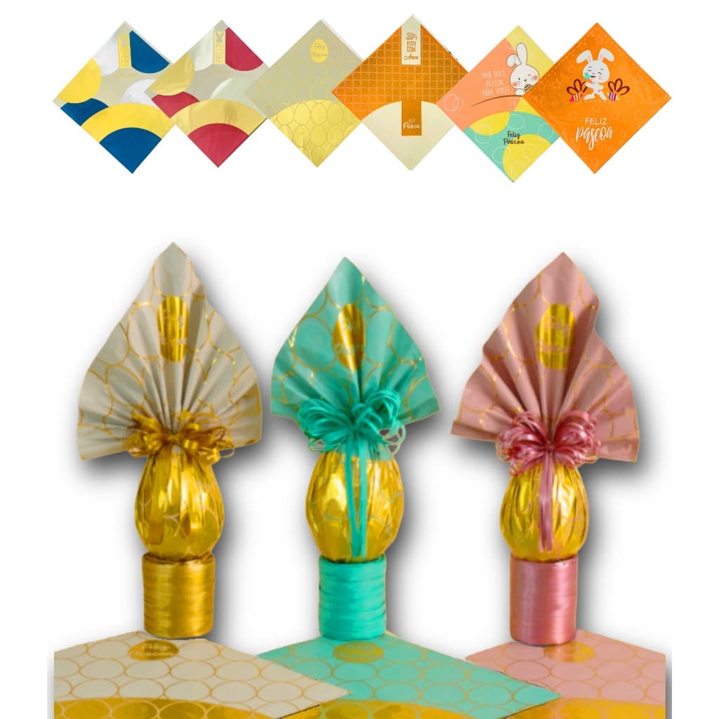 Embalagem Pratica para Ovos de Páscoa 34x34cm ovos até 350gr
