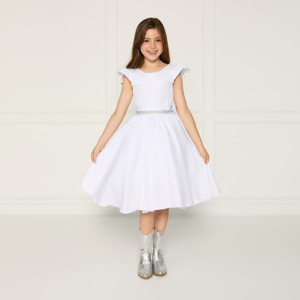 Vestido Casual Branco Infantil Daminha Primeira Comunhão