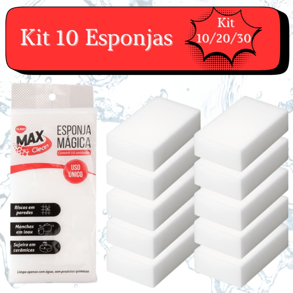 Kit 10 Esponjas Mágica Bucha Melamina Tira Manchas E Riscos Limpa Tênis
