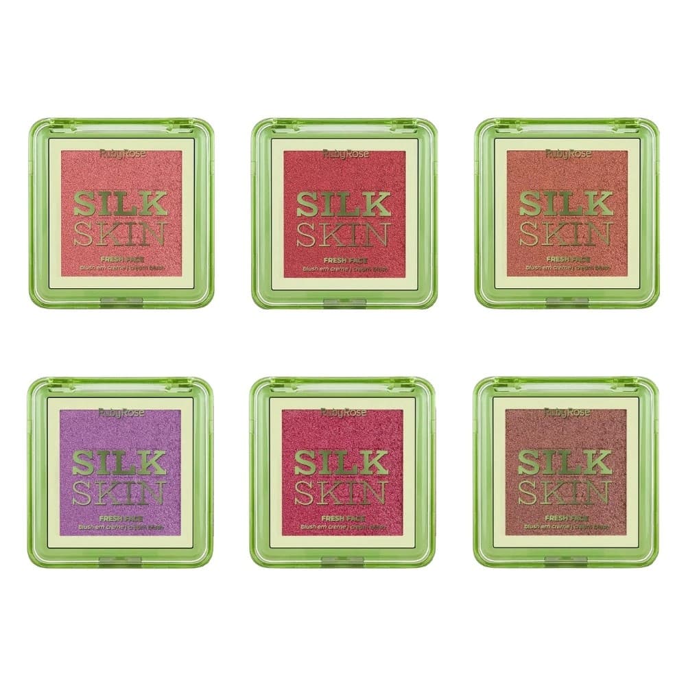 Blush Cintilante em Creme Fresh Face Silk Skin Mauve Bloom Coral Crush Rosy Dawn Apricot Haze Sunse