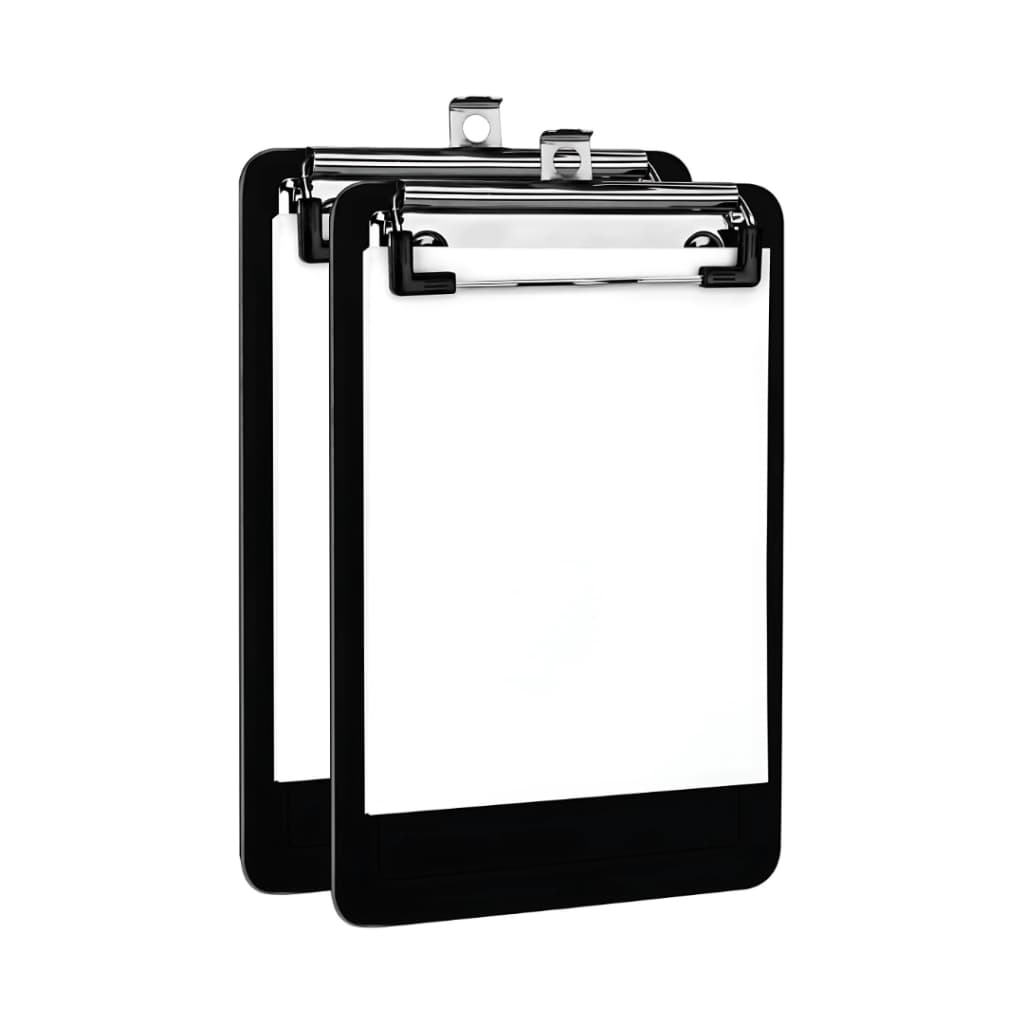Mini Prancheta Slip Transparente 12x18,5cm com Prendedor Metálico Wire Clip A6 Kit com 2 Unidades Acrimet 155 Cor Preto