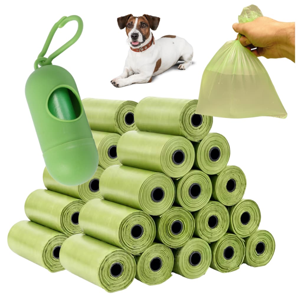 Kit 30 Refil Rolinhos Cata Caca 450 Saquinhos Higiênicos p/ Pet Cachorro Cão + Porta Cata Caca