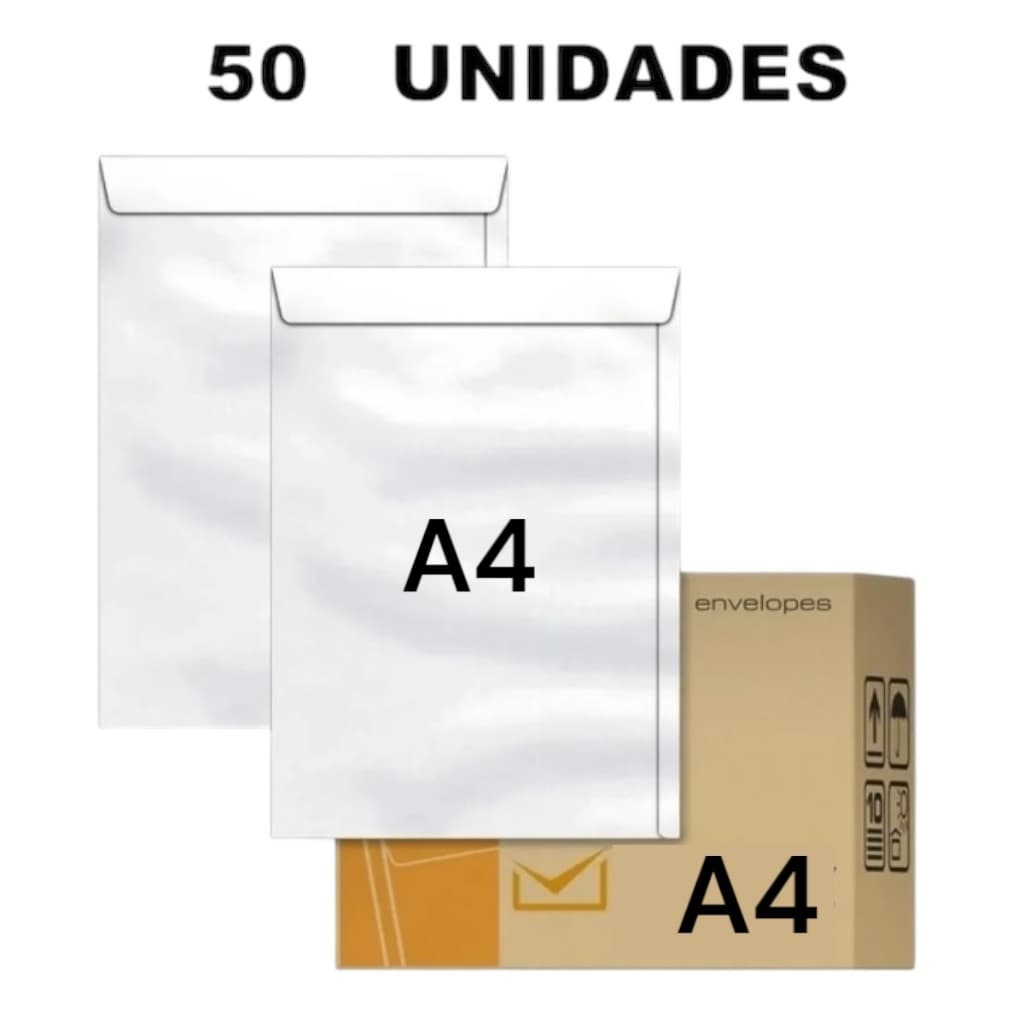 Envelope Para Folha A4 Branco Sof32 80g Pacote Com 50 Und Multiuso Cabe Folha tamanho A4 Kit com 50