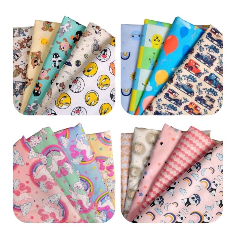 Tricoline Infantil pets de algodão Kit retalhos 25 x 50cm