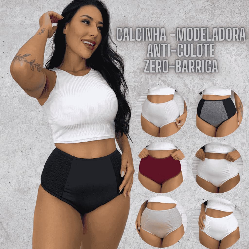 kit 5 calcinhas modeladora pos parto segura barriga lingerie premium anti culote