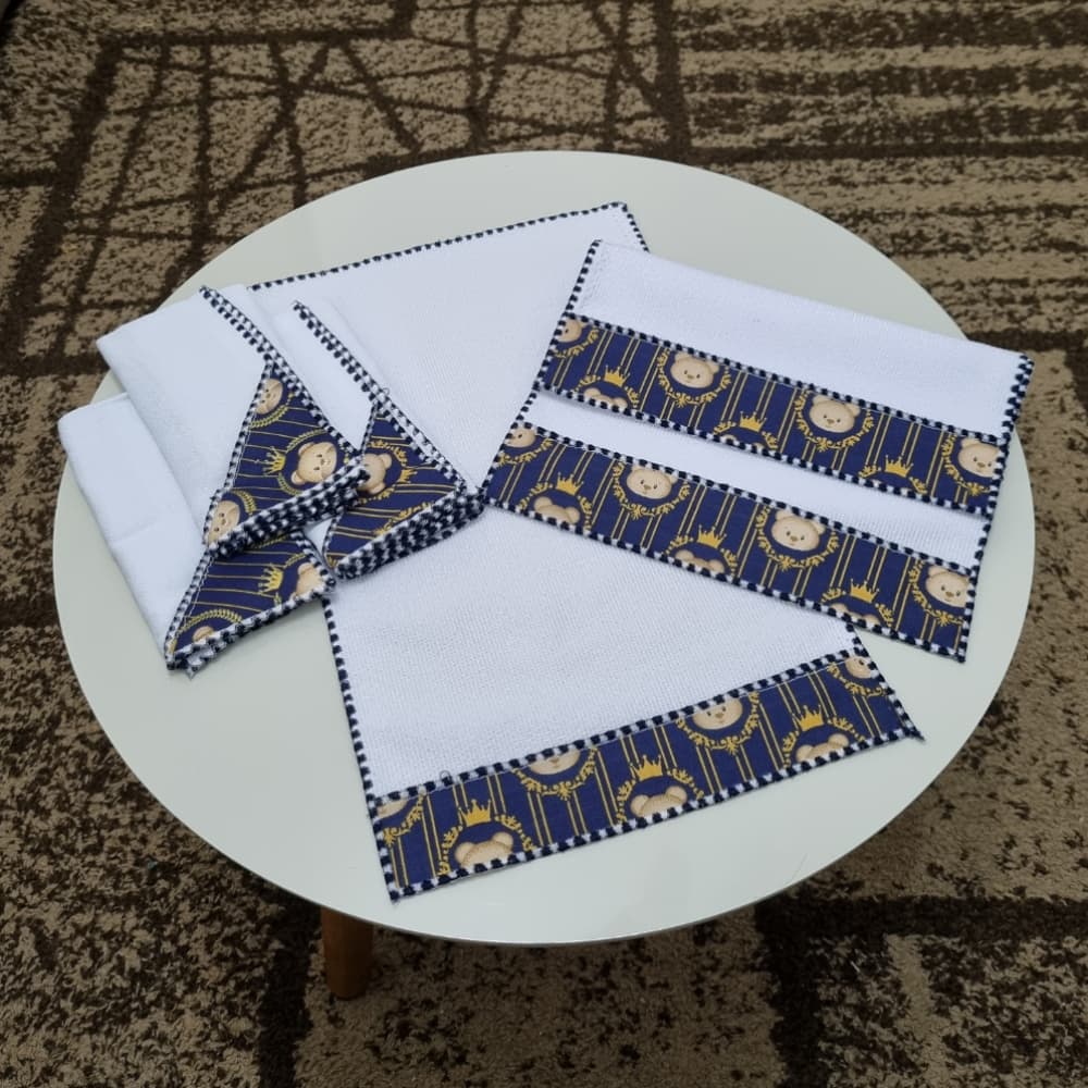 Kit 3 Fraldinhas de Boca + 3 Toalhinhas de Ombro para Bebê 100% Algodão