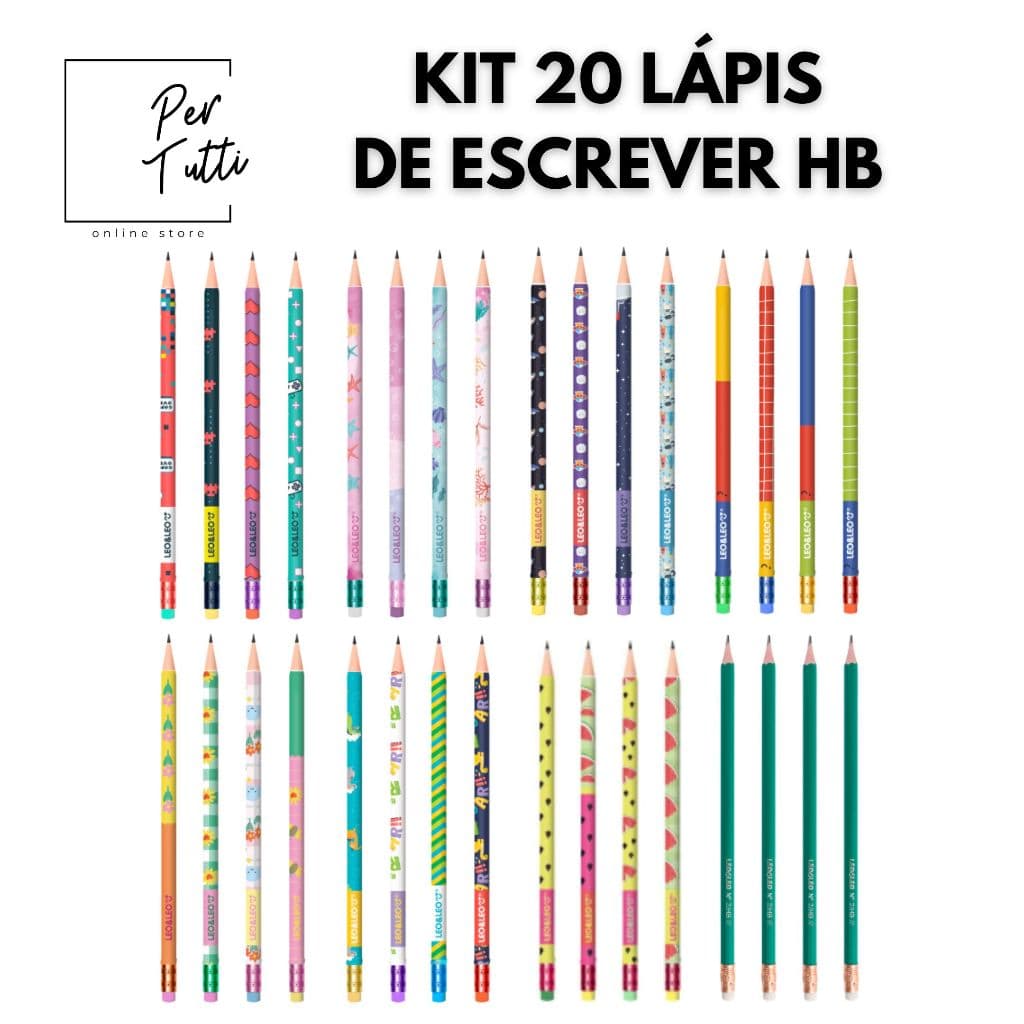 Lapis De Escrever Preto HB Com Borracha 20 Unidades Lápis Escrever Tematico