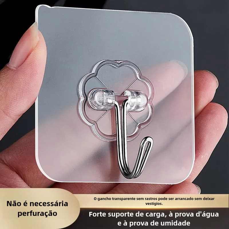Kit 2/5/10/20 Ganchos Adesivos Universais com Acabamento Metálico - Força e Elegância para Sua Casa