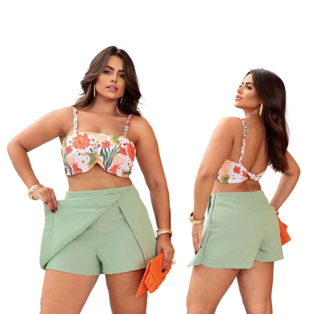 Short Saia Feminino Alfaiataria Bermuda Casual Verão