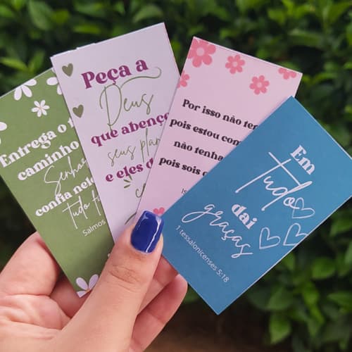 Cartões de agradecimento frases bíblicas cristãs evangélicas a pronta entrega (5x9cm)