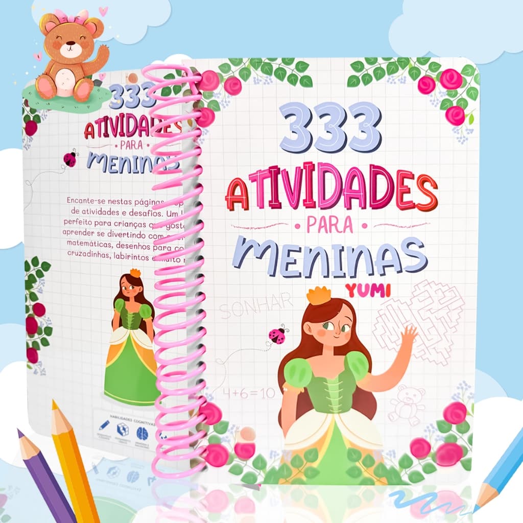 Livro Infantil 333 Atividades Para Meninas Livro Educativo, Atividades E Desafios Livro Rosa