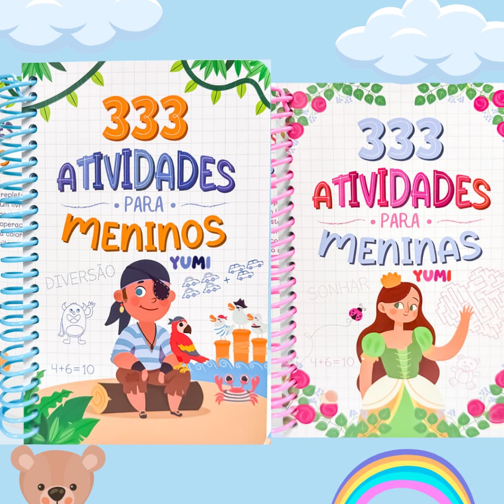 Coleção Livro Infantil 333 Desenhos Atividades Em Espiral Para Meninas Meninos Criança Colorir