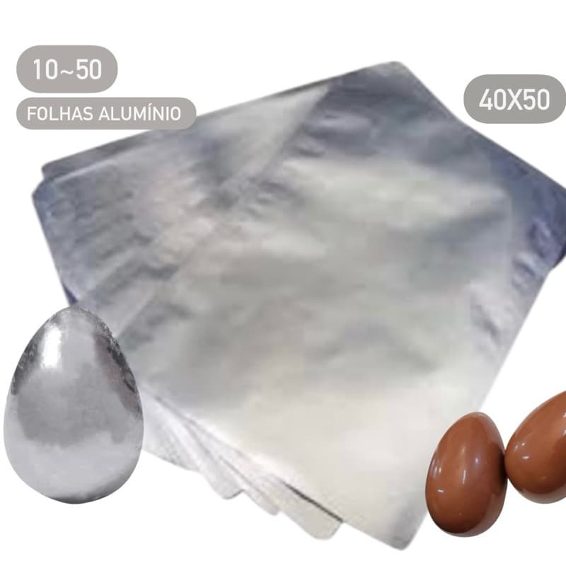 10~50 KIT Embalagem Ovo De Páscoa Papel Chumbo Alumínio 40x50  páscoa 2025 (CHOCO)