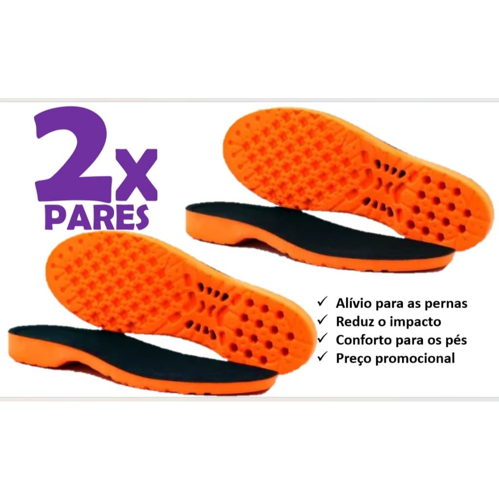Kit com 2X Pares da Palmilha Ortopédica Anatômica - GEL PU, uso  com Tênis, Bota, Coturno, sapato de segurança.