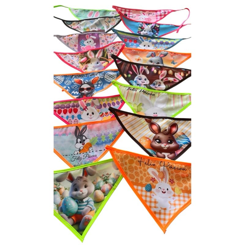Kit 20 Bandanas de Páscoa para Pets - Bandanas para Macho e Fêmea - Estampas Sortidas