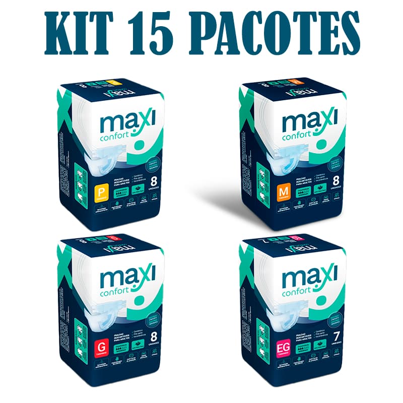 Kit 15 Pct Fraldas Geriátricas Maxi Confort REGULAR Sem Barreiras P/M/G/EG Direto Da Fábrica