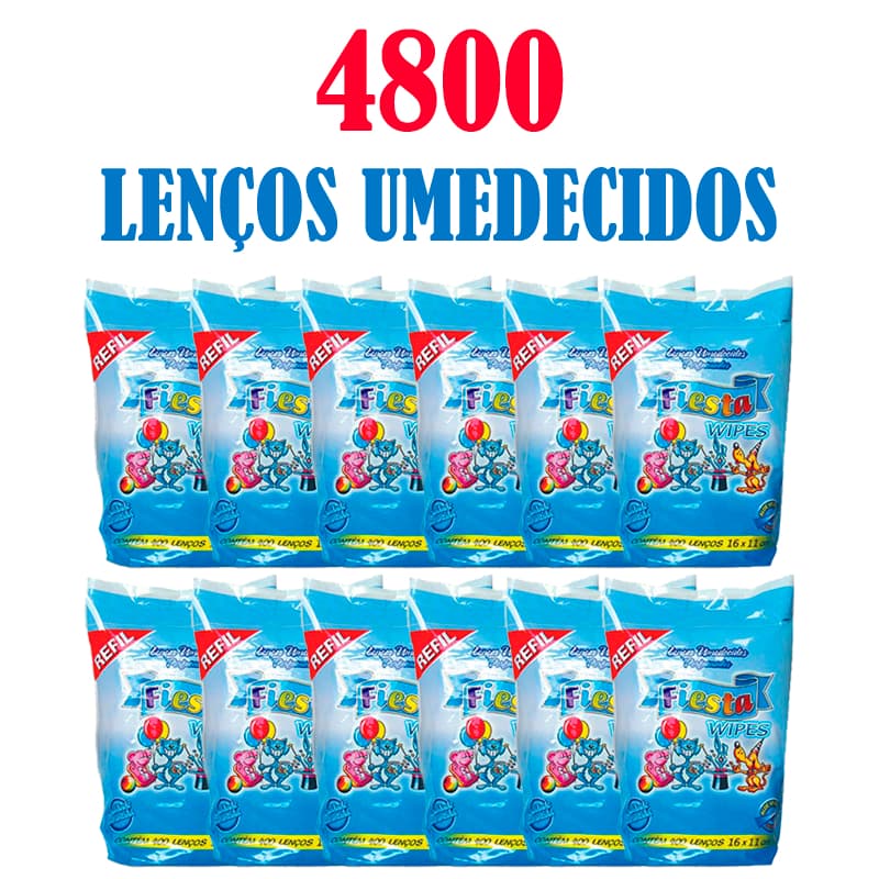 Kit 12 Refil De Lenços Umedecidos Fiesta Com 400 Unidades (4800 lenços) DIRETO DA FÁBRICA
